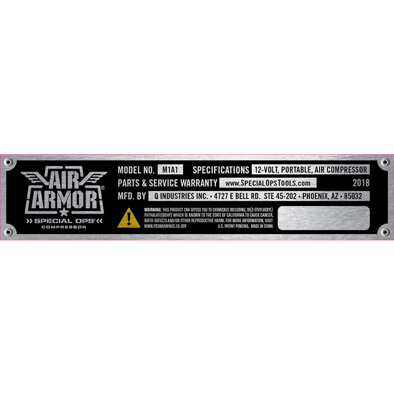 air armor special ops m1a1 product label